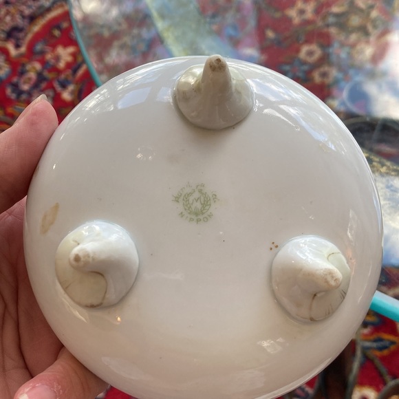 Pretty Nippon China footed little trinket dish orange gray and gold. - Picture 4 of 5
